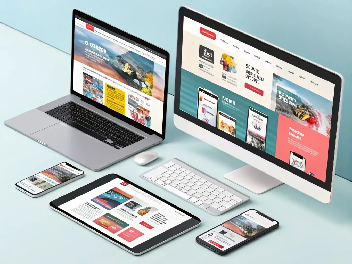 A visually engaging image depicting various online advertising formats (search ads, social media ads, display ads) across different devices, illustrating the reach and impact of online advertising campaigns.